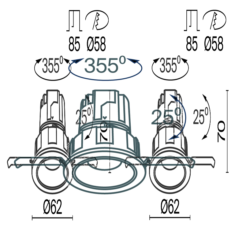 Встраиваемый светильник Technical DL057-7W4K-W