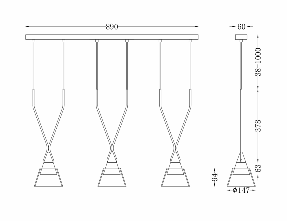 Подвесной светильник Maytoni P063PL-03B