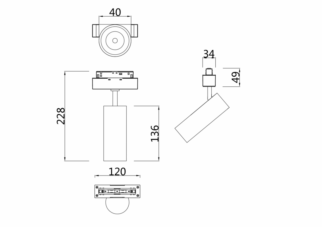 Трековый светильник Technical TR019-2-7W4K-B